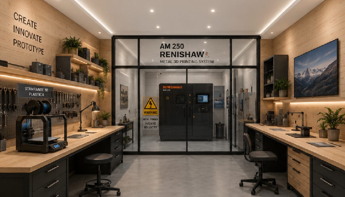 Reparto DMLS stampa 3D metalli NioStele con sistema Renishaw AM250, in fase di allestimento